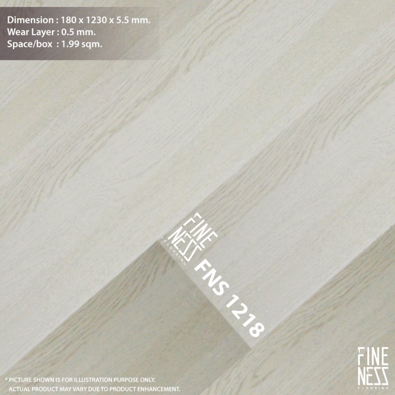 FINENESS FLOORING FNS 1218 พื้น SPC คลิ๊กล็อค ลายไม้ สีครีม หนา 5.5 มม.