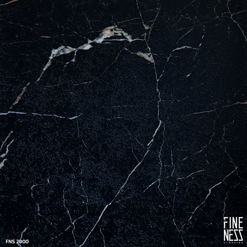 FINENESS FLOORING FNS 2000 SPC Flooring Click Lock Install Black Marble Design Thickness 5.5 MM