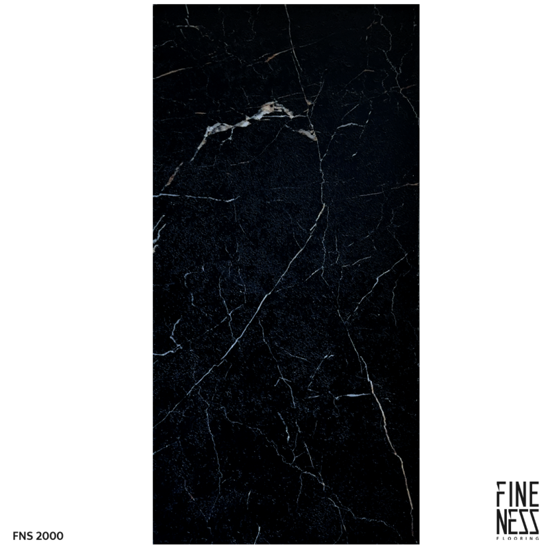 FINENESS FLOORING FNS 2000 SPC Flooring Click Lock Install Black Marble Design Thickness 5.5 MM