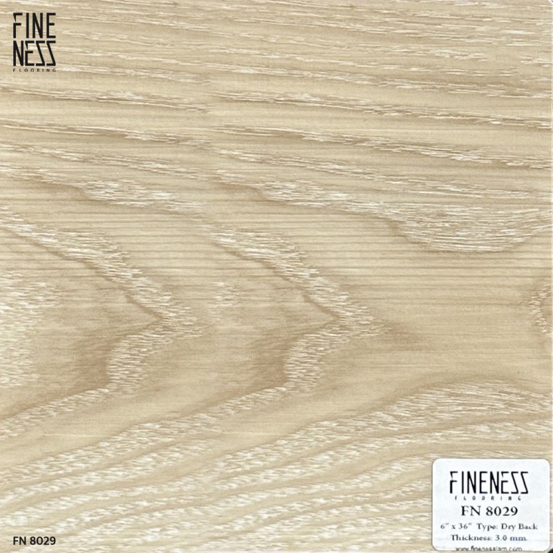 FINENESS FLOORING FN-8029 กระเบื้องยาง LVT ปูกาว ลายไม้ สีไวท์โอ๊ค หนา 3 มม.