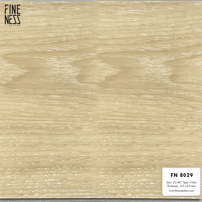 FINENESS FLOORING FN-8029 กระเบื้องยาง LVT คลิ๊กล็อค ลายไม้ สีเหลืองอ่อน หนา 4.2 มม.