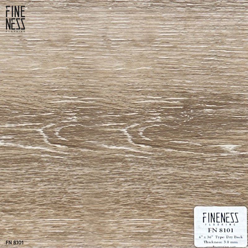 FINENESS FLOORING FN-8101 กระเบื้องยาง LVT ปูกาว ลายไม้ สีน้ำตาล หนา 3 มม.