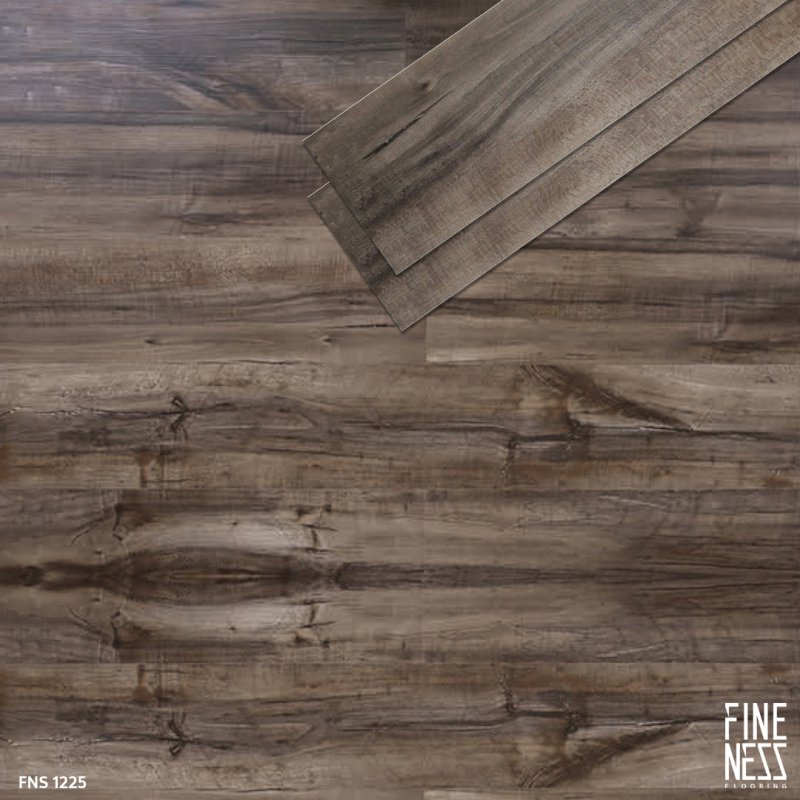 FINENESS FLOORING FNS 1225 พื้น SPC คลิ๊กล็อค ลายไม้ดาร์กแอช สีน้ำตาลเข้ม หนา 5.5 มม.