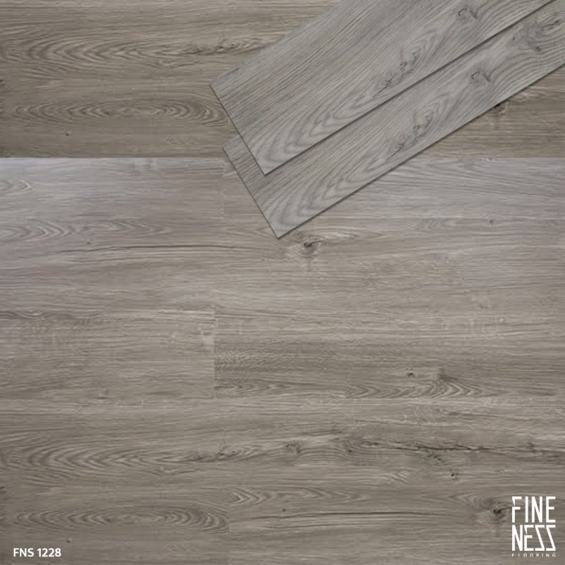 FINENESS FLOORING FNS 1228 พื้น SPC คลิ๊กล็อค ลายไม้ สีเทาเข้ม หนา 5.5 มม.