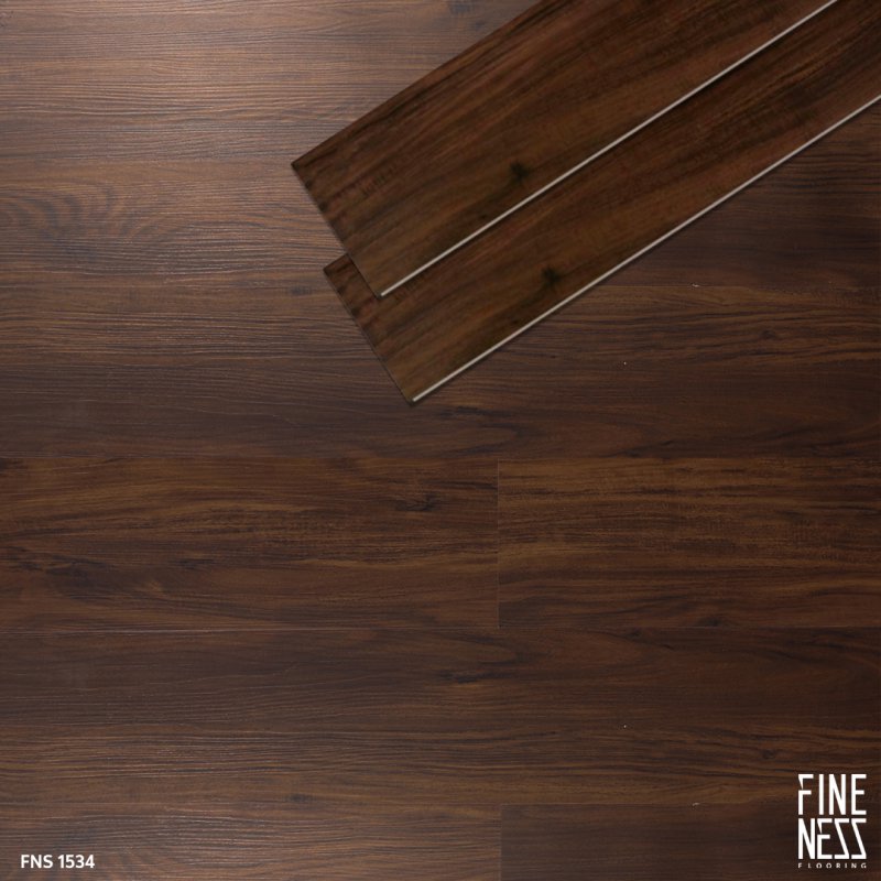 FINENESS FLOORING FNS 1534 พื้น SPC คลิ๊กล็อค ลายไม้ดาร์กโอ๊ค สีน้ำตาลเข้ม หนา 5.5 มม.