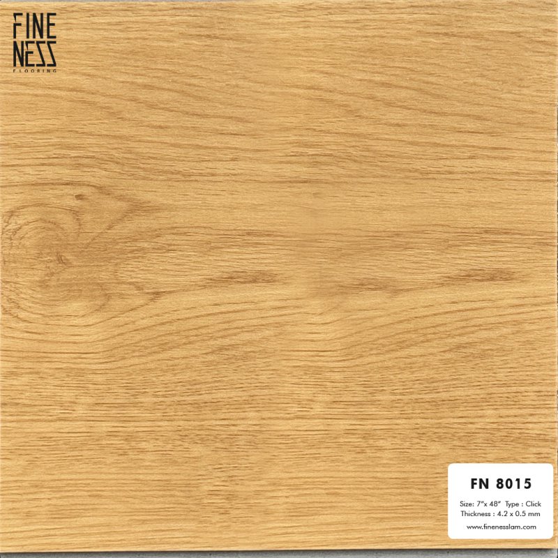 FINENESS FLOORING FN-8015 กระเบื้องยาง LVT คลิ๊กล็อค ลายไม้ สีเหลืองเข้ม หนา 4.2 มม.