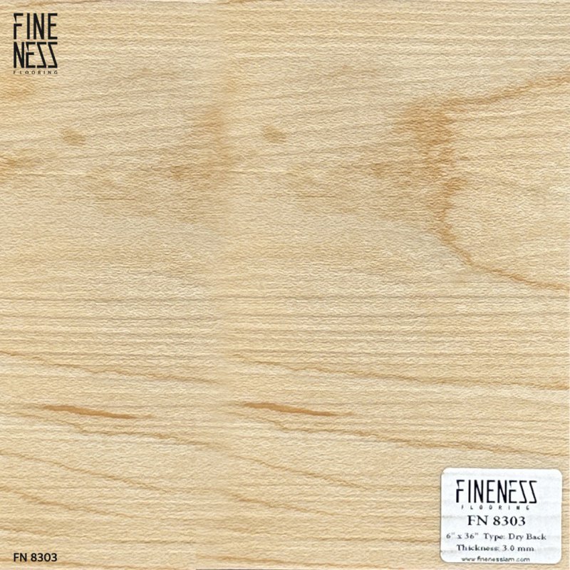 FINENESS FLOORING FN-8303 กระเบื้องยาง LVT ปูกาว ลายไม้ สีเหลืองเมเปิ้ล หนา 3 มม.