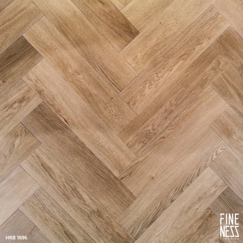 FINENESS FLOORING HRB 1696 พื้น SPC Herringbone ลายก้างปลา คลิ๊กล็อค สีไม้วอลนัท หนา 5 มม.