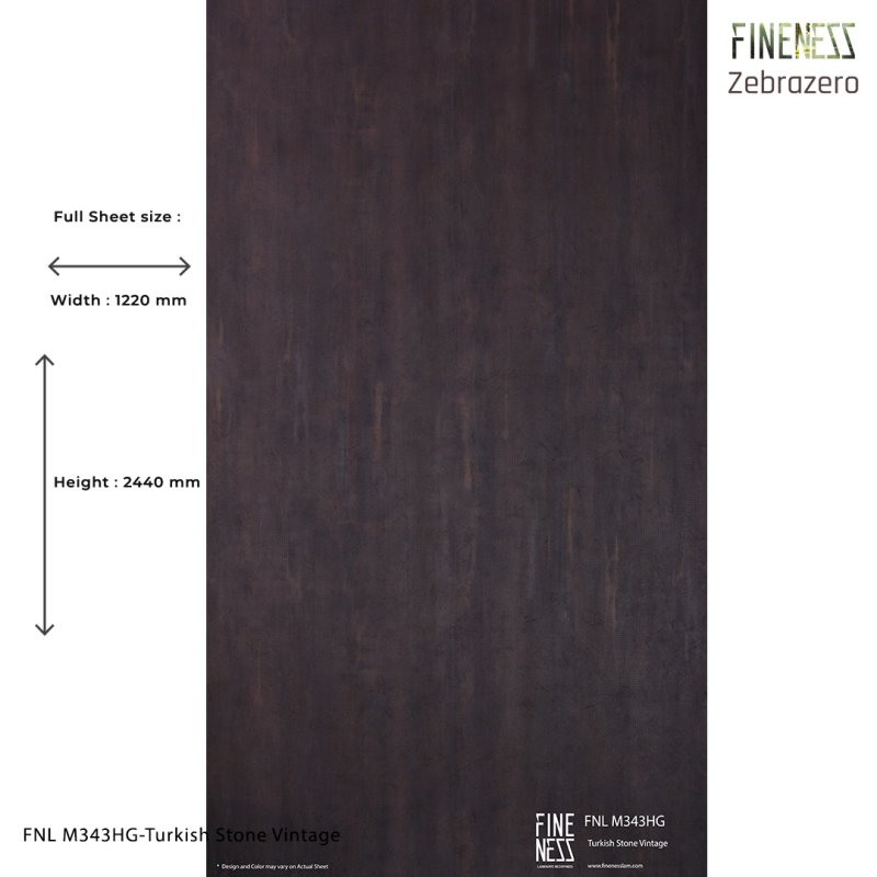 FNL M343HG ลามิเนตปิดผิว HPL Laminate ลายหิน Turkish Stone Vintage สีน้ำตาล ผิวเงา หนา 0.8 มม.