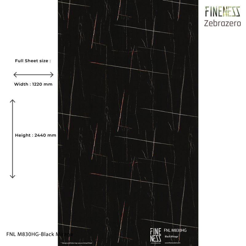 FNL M830HG HPL Laminate Black Mirage Stone Design High Gloss Finish 0.8MM Thickness