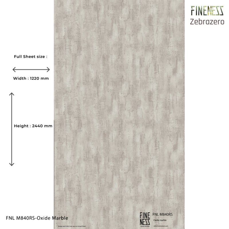 FNL M840RS ลามิเนตปิดผิว HPL Laminate ลายหิน Oxide Marble สีเทา หนา 0.8 มม.