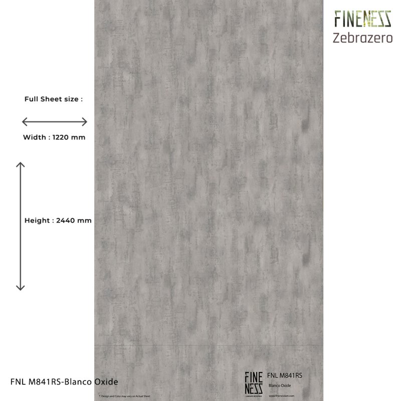 FNL M841RS ลามิเนตปิดผิว HPL Laminate ลายหิน Blanco Oxide สีเทา หนา 0.8 มม.