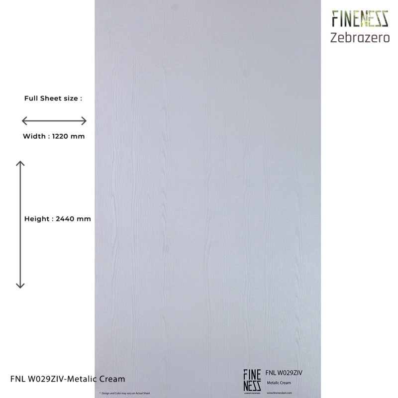 FNL W029ZIV ลามิเนตปิดผิว HPL Laminate ลายไม้ Metalic Cream สีขาว หนา 0.8 มม.