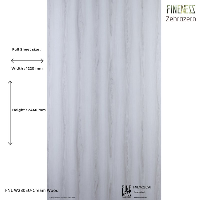 FNL W280SU ลามิเนตปิดผิว HPL Laminate ลายไม้ Cream Wood สีครีม หนา 0.8 มม.