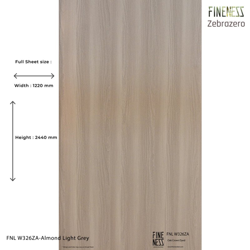 FNL W326ZA ลามิเนตปิดผิว HPL Laminate ลายไม้ Almond Light Grey สีครีมเทา หนา 0.8 มม.