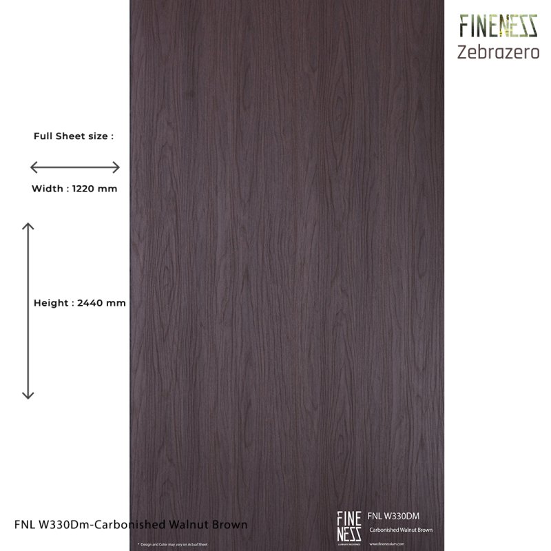 FNL W330DM ลามิเนตปิดผิว HPL Laminate ลายไม้ Carbonished Walnut Brown สีน้ำตาล หนา 0.8 มม.