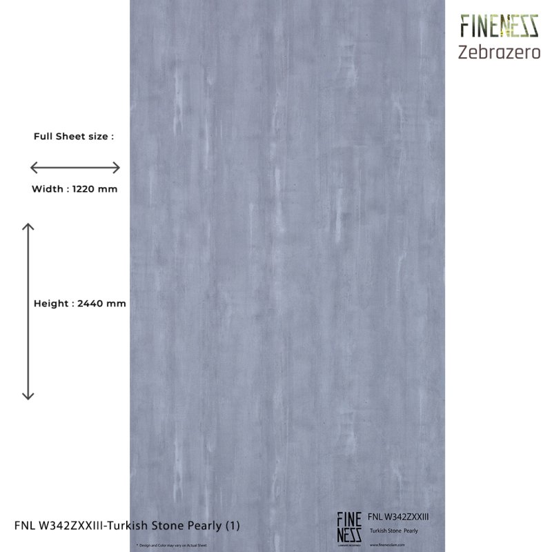 FNL W342ZXXIII ลามิเนตปิดผิว HPL Laminate ลายไม้ Turkish Stone Pearly สีเทา หนา 0.8 มม.