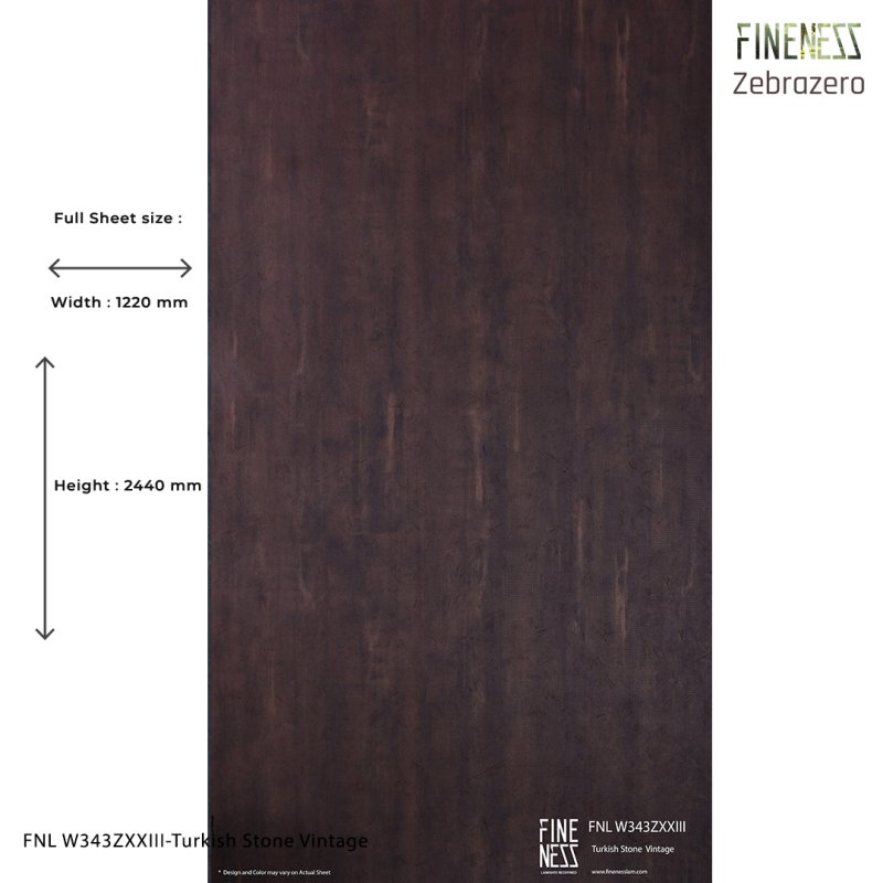 FNL W343ZXXIII ลามิเนตปิดผิว HPL Laminate ลายไม้ Turkish Stone Vintage สีน้ำตาล หนา 0.8 มม.