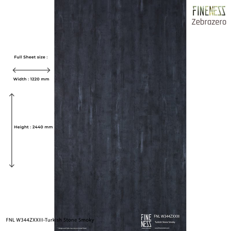 FNL W344ZXXIII ลามิเนตปิดผิว HPL Laminate ลายไม้ Turkish Stone Smoky สีน้ำเทาเข้ม หนา 0.8 มม.