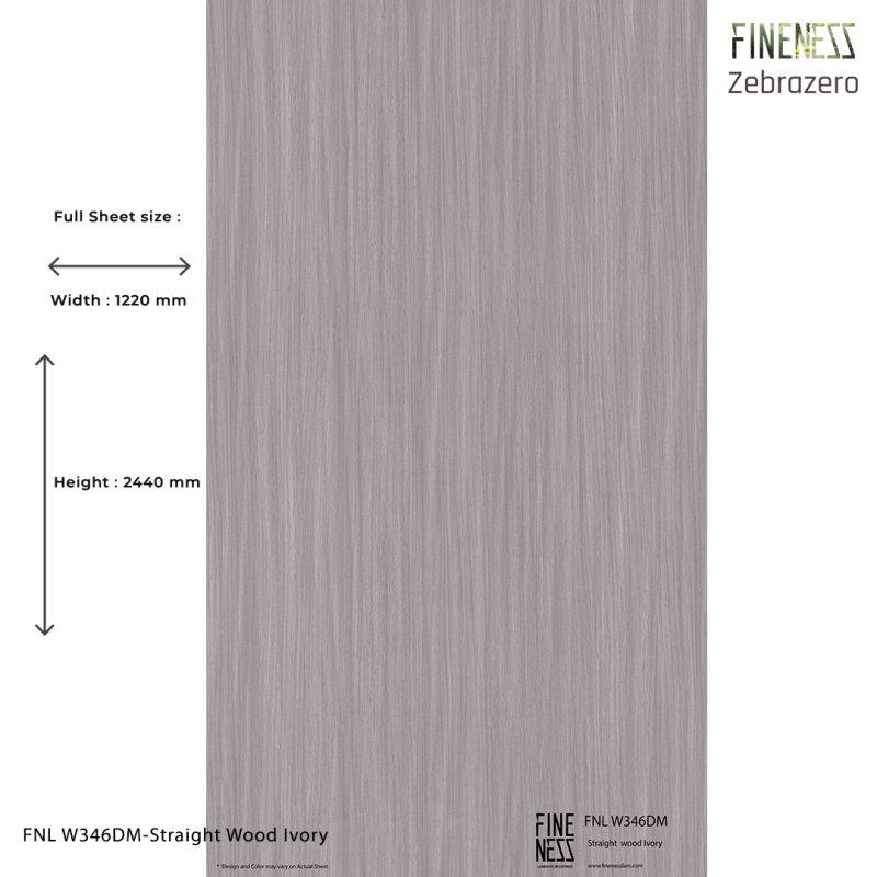 FNL W346DM ลามิเนตปิดผิว HPL Laminate ลายไม้ Straight Wood Ivory สีน้ำตาลครีม หนา 0.8 มม.