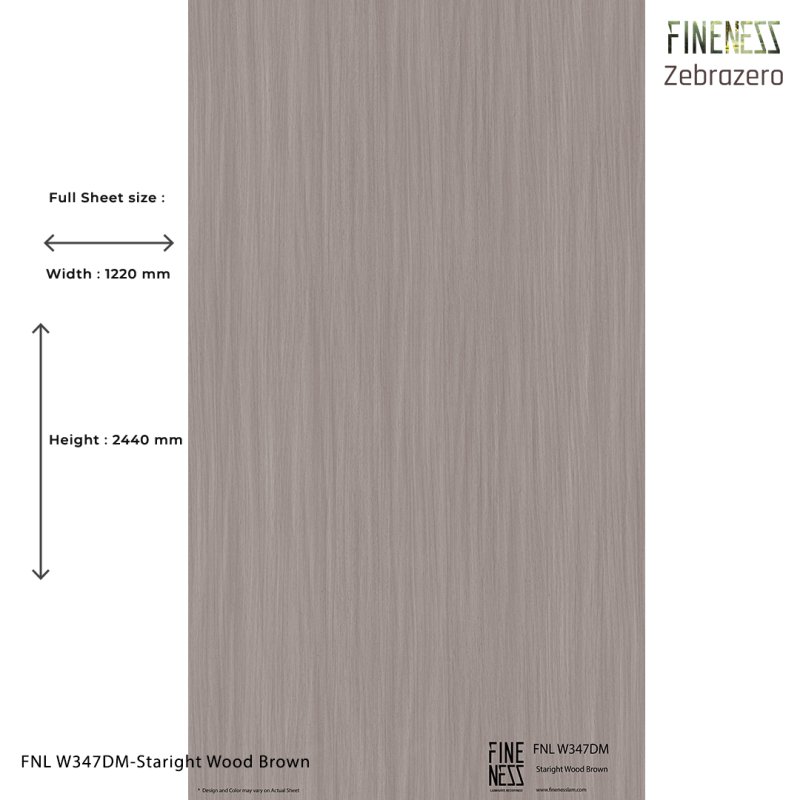 FNL W347DM ลามิเนตปิดผิว HPL Laminate ลายไม้ Straight Wood Brown สีน้ำตาลอ่อน หนา 0.8 มม.