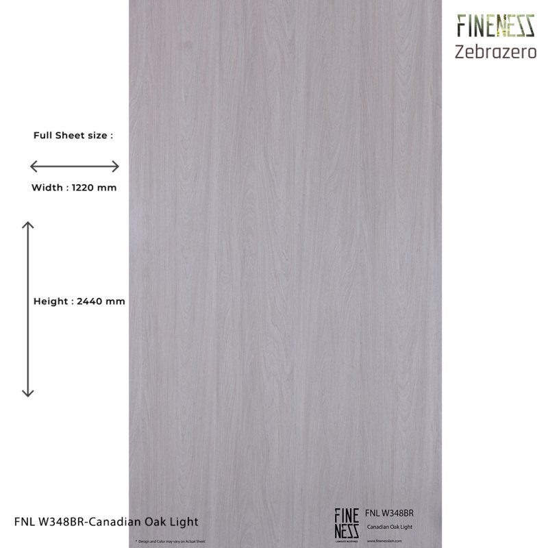 FNL W348BR ลามิเนตปิดผิว HPL Laminate ลายไม้โอ๊ค Canadian Oak Light สีน้ำตาลอ่อน หนา 0.8 มม.