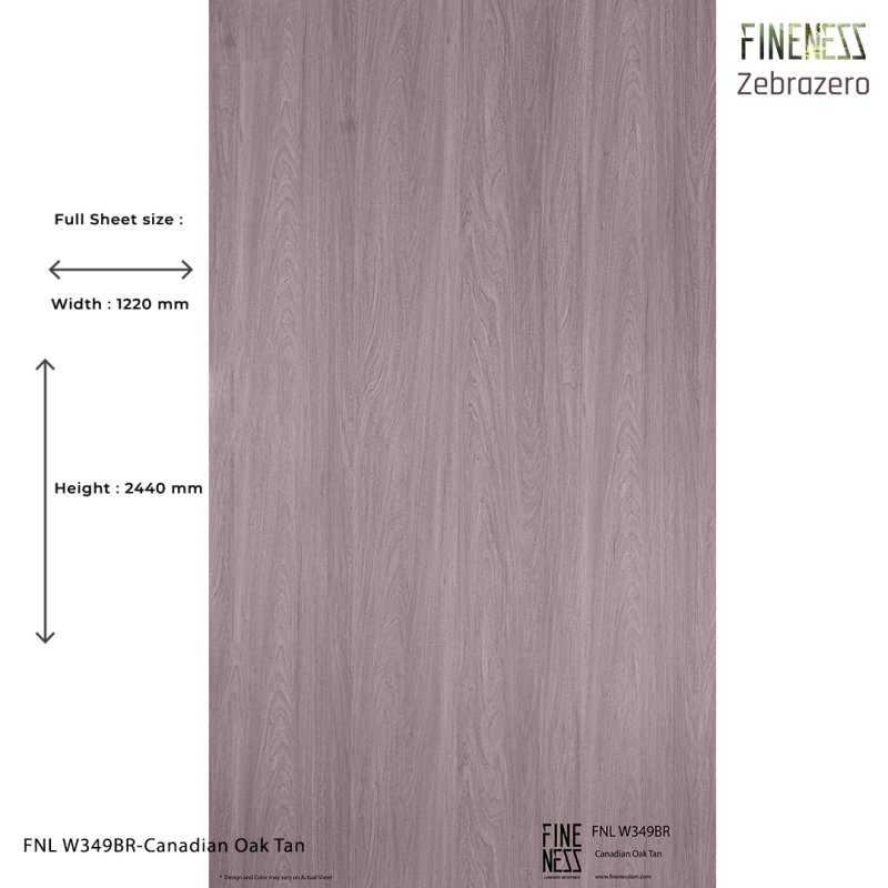 FNL W349BR ลามิเนตปิดผิว HPL Laminate ลายไม้โอ๊ค Canadian Oak Tan สีน้ำตาล หนา 0.8 มม.