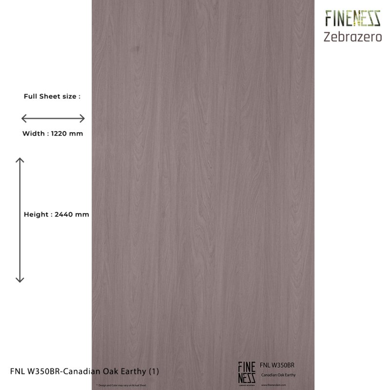 FNL W350BR ลามิเนตปิดผิว HPL Laminate ลายไม้โอ๊ค Canadian Oak Earthy สีน้ำตาล หนา 0.8 มม.