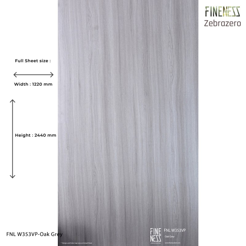 FNL W353VP ลามิเนตปิดผิว HPL Laminate ลายไม้โอ๊ค Oak Grey สีเทา หนา 0.8 มม.