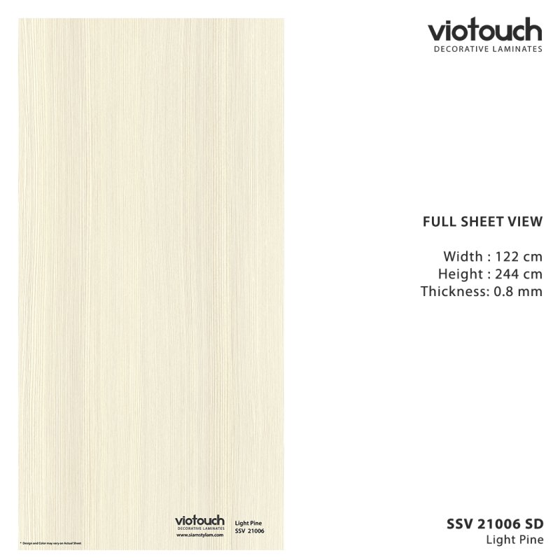 SSV 21006 SD ลามิเนตปิดผิว HPL Laminate ลายไม้สน Light Pine สีครีม ความหนา 0.8 มม