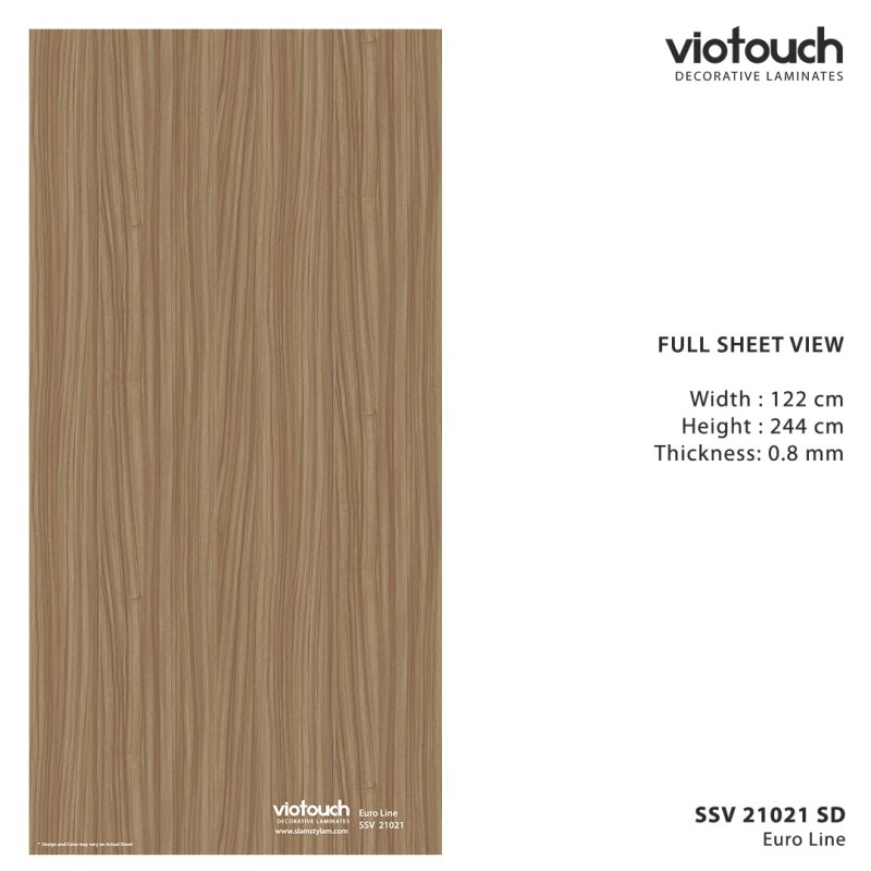 SSV 21021 SD ลามิเนตปิดผิว HPL Laminate ลายไม้ Euro Line สีน้ำตาล ความหนา 0.8 มม