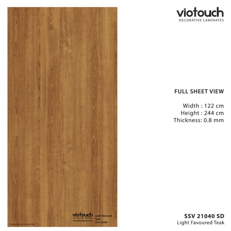 SSV 21040 SD ลามิเนตปิดผิว HPL Laminate ลายไม้ Light Favoured Teak สีน้ำตาล ความหนา 0.8 มม