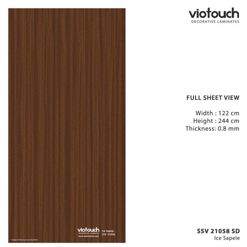 SSV 21058 SD ลามิเนตปิดผิว HPL Laminate ลายไม้ Ice Sapele สีน้ำตาล ความหนา 0.8 มม