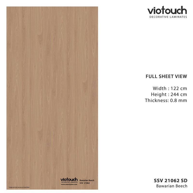 SSV 21062 SD ลามิเนตปิดผิว HPL Laminate ลายไม้บีช Bawarian Beech สีน้ำตาล ความหนา 0.8 มม