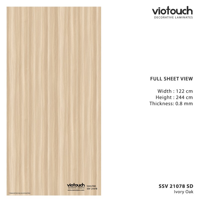 SSV 21078 SD - ลามิเนตปิดผิว HPL Laminate ลายไม้โอ๊ค Ivory Oak สีน้ำตาลอ่อน ความหนา 0.8 มม