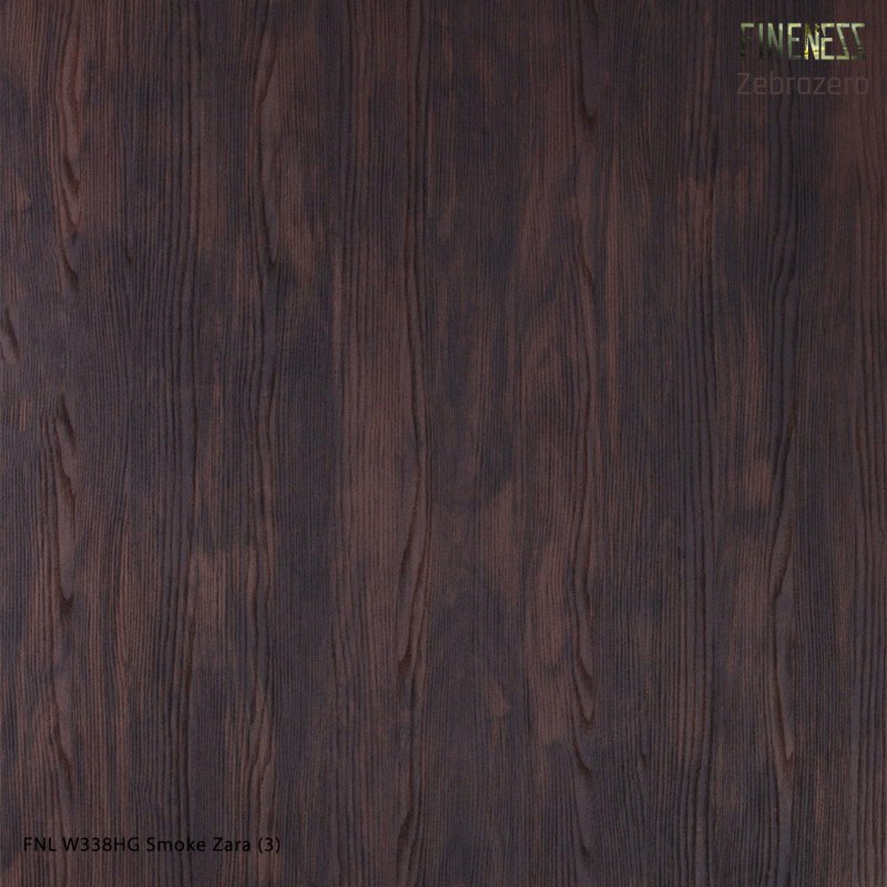 FNL W338HG ลามิเนตปิดผิว HPL Laminate ลายไม้ Smoke Zara สีน้ำตาลเข้ม หนา 0.8 มม.