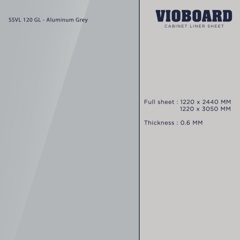 SSVL 120 GL ลามิเนตปิดผิวงานเฟอร์นิเจอร์ สีเทาอ่อน ผิวเงา ความหนา 0.6 มม