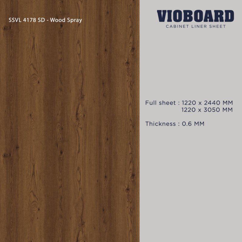 SSVL 4178 SD HPL Cabinet Liner Sheet Brown Wood Design Thickness 0.6 MM.