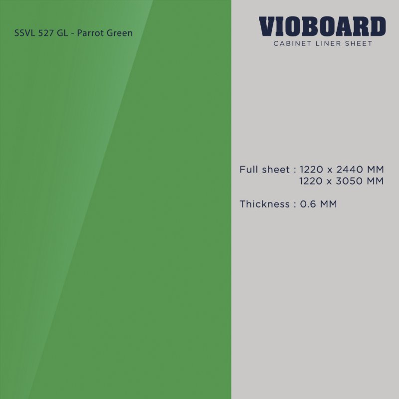 SSVL 527 GL HPL Cabinet Liner Sheet Green Color Glossy Finish Thickness 0.6 MM.