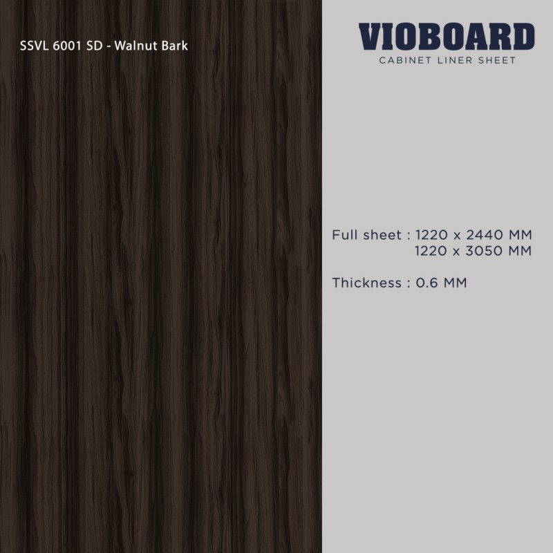 SSVL 6001 SD HPL Cabinet Liner Sheet Dark Wood Design Thickness 0.6 MM.