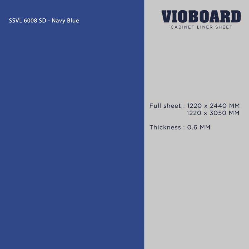 SSVL 6008 SD HPL ลามิเนตปิดผิวสำหรับงานเฟอร์นิเจอร์ สีน้ำเงินเข้ม ความหนา 0.6 มม. 