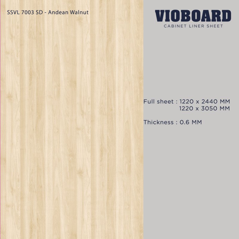 SSVL 7003 SD HPL ลามิเนตปิดผิวสำหรับงานเฟอร์นิเจอร์ ลายไม้ ความหนา 0.6 มม. 