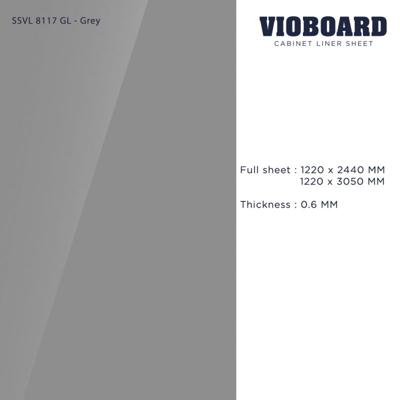 SSVL 8117 GL HPL Cabinet Liner Sheet Grey Color Glossy Finish Thickness 0.6 MM.