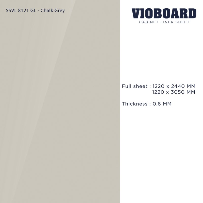 SSVL 8121 GL HPL Cabinet Liner Sheet Chalk Grey Color Glossy Finish Thickness 0.6 MM.