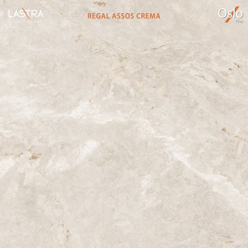 Regal Assos Crema (LASTRA) กระเบื้องพอร์ซเลน ลายหินสีครีม ขนาด 80x160CM ผิว Evan (ลดการสะท้อนแสงบนผิว)