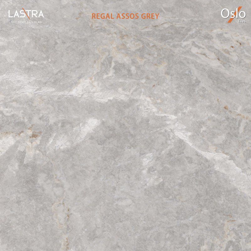 Regal Assos Grey (LASTRA) กระเบื้องพอร์ซเลน ลายหินสีเทา ขนาด 80x160CM ผิว Evan (ลดการสะท้อนแสงบนผิว)