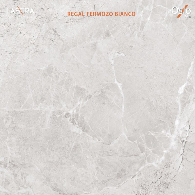 Regal Fermozo Bianco (LASTRA) Porcelain Tile Grey Stone Design Size 80x160CM Glossy Finish