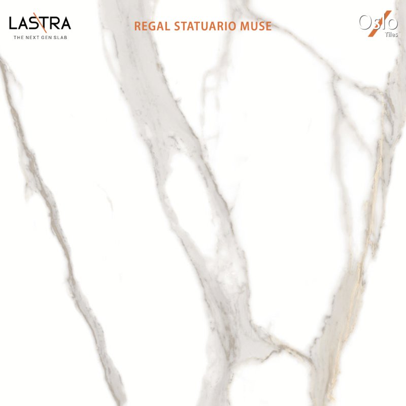 Regal Statuario Muse (LASTRA) กระเบื้องพอร์ซเลน ลายหินสีขาว ขนาด 80x160 CM ผิวด้าน