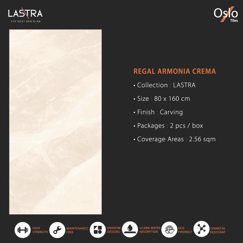 Regal Armonia Crema Porcelain Tiles Cream Color 80x160 CM Glossy Finish