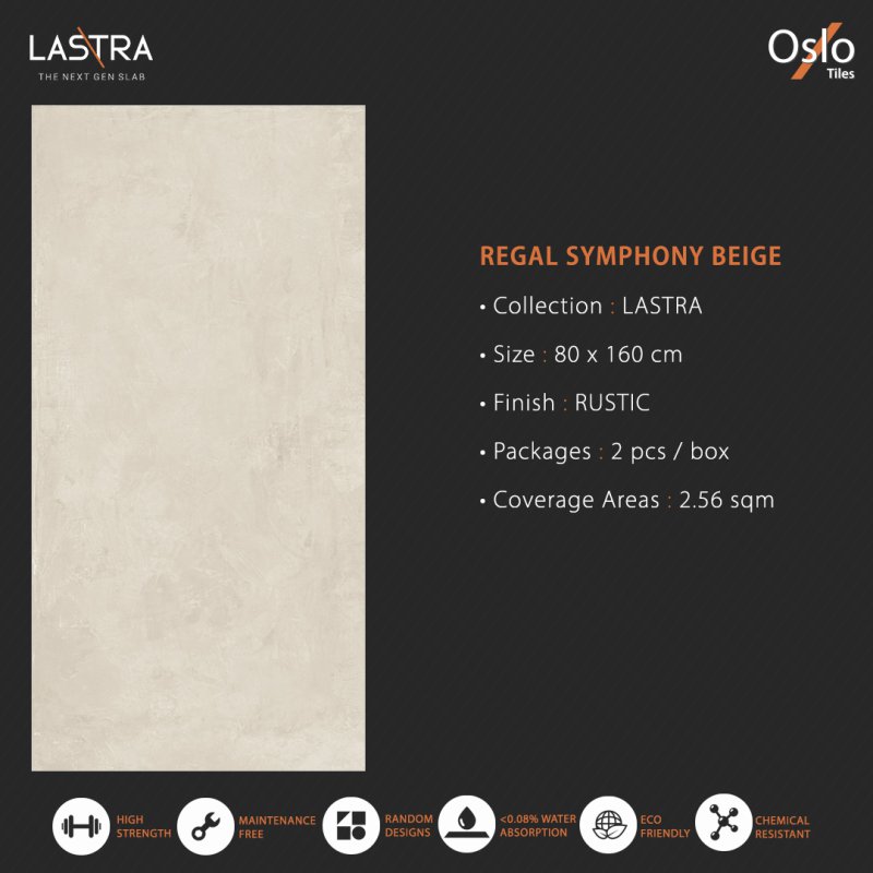 Regal Symphony Beige (LASTRA) กระเบื้องพอร์ซเลน สีเบจ ขนาด 80x160CM ผิวหยาบ